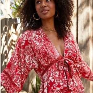 Band of the Free B.O.G. Collective Red Tilda Paprika Paisley Tie Top
